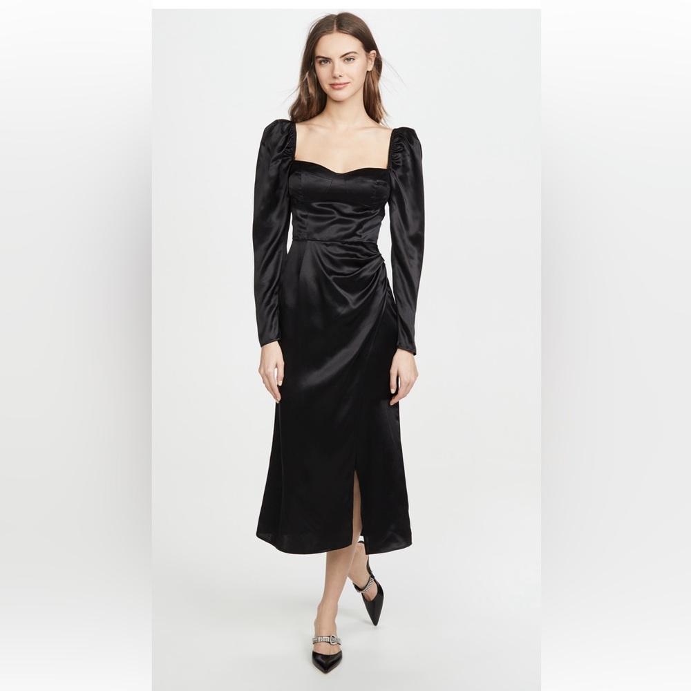 Reformation, Black silk Rey Dress, excellent condition